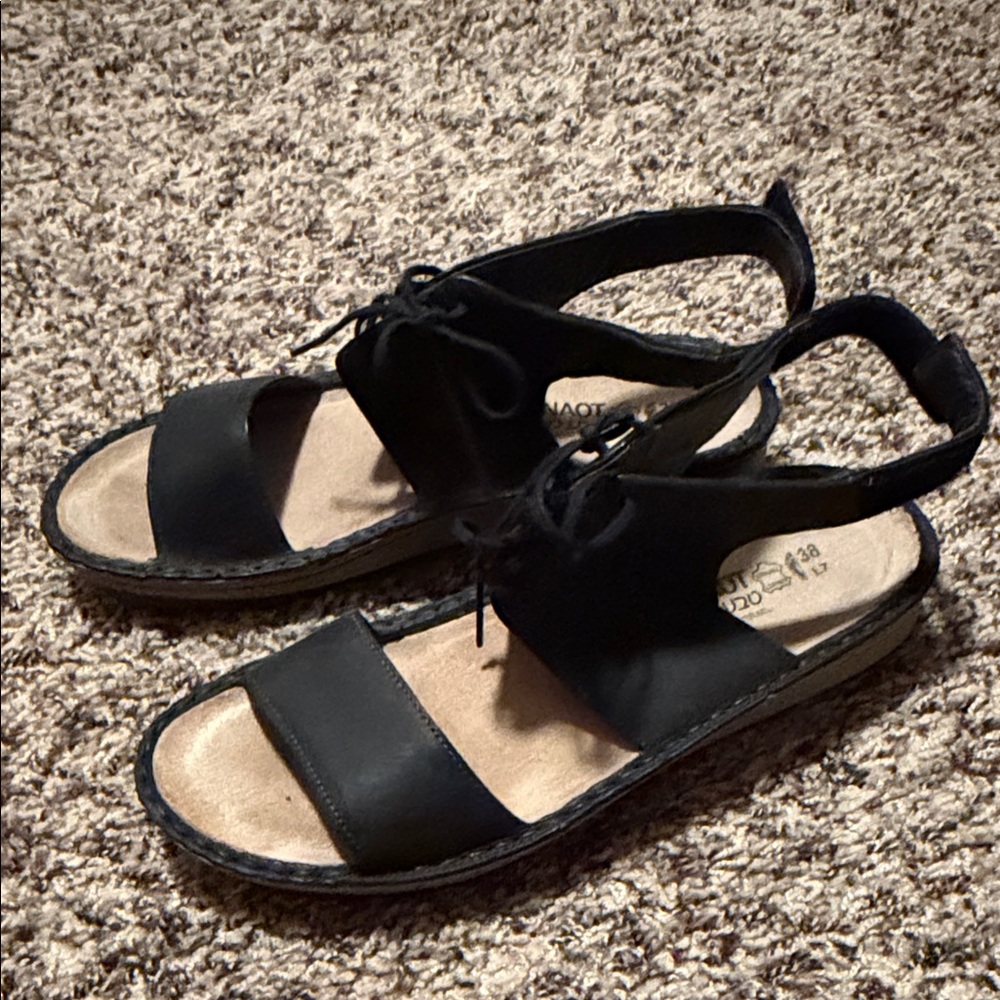 Naot - Leather Lace-Up Wedge Sandals - Alpicola - Coal Black - L7